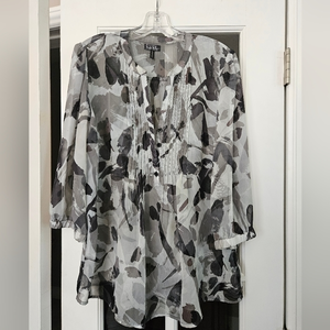 Nicole Miller sheer 3/4 sleeve tunic top size large‎